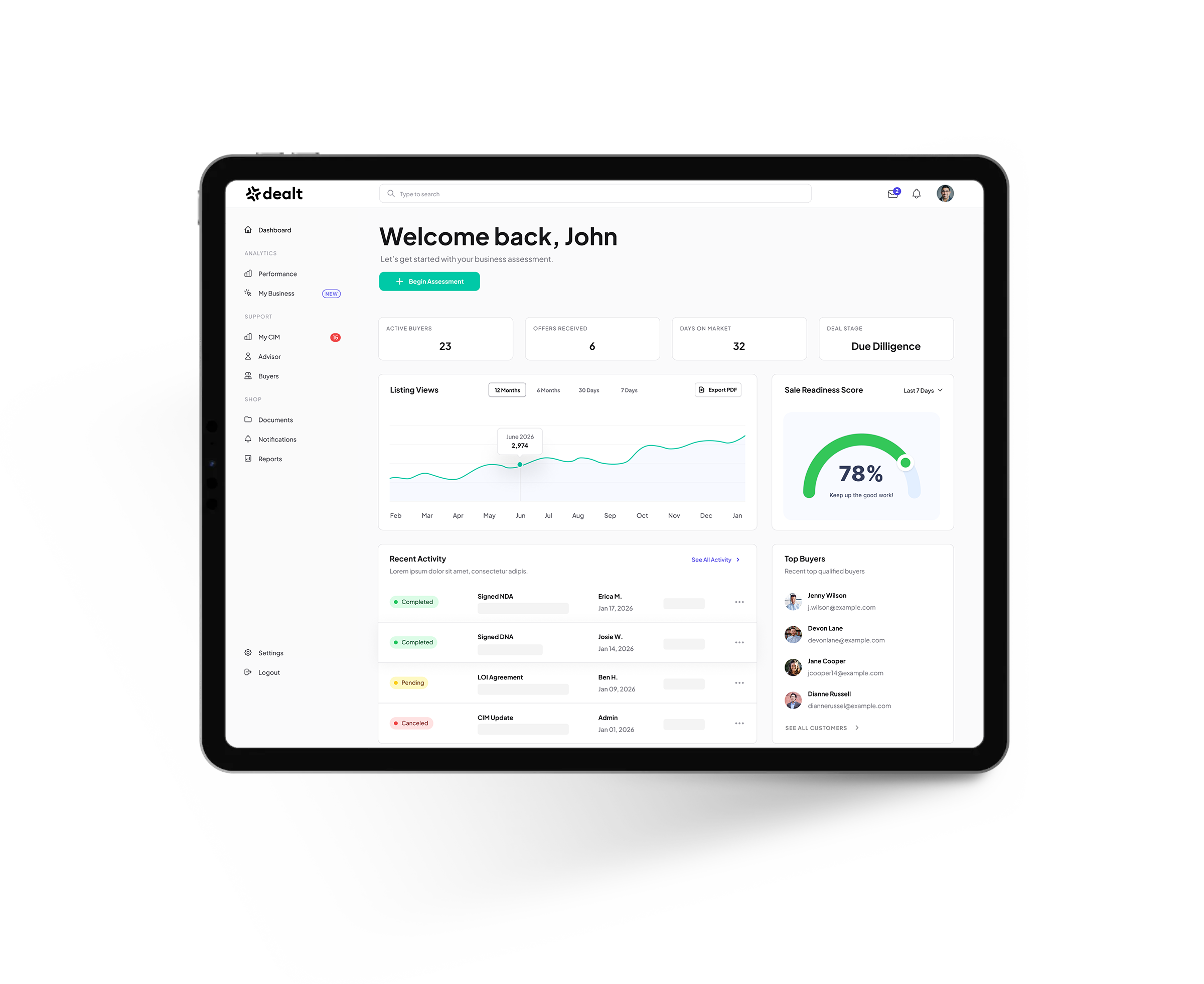 Dealt seller dashboard